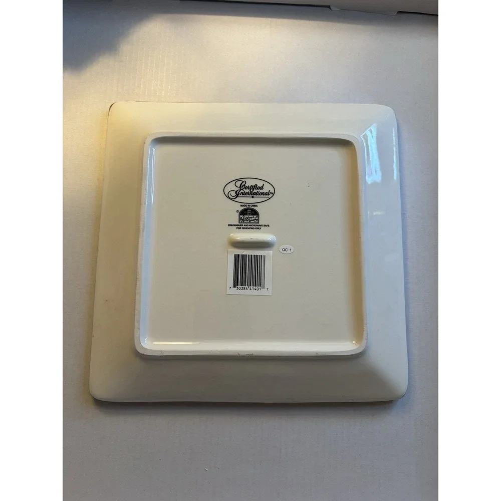 Certified International Vineyard Salad Plates 8.5x8.5 Square Ceramic Set of 2